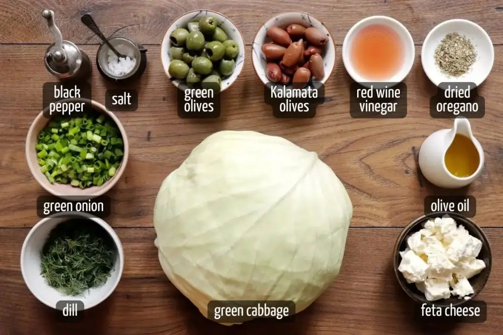 Ingredients for Greek Cabbage Salad