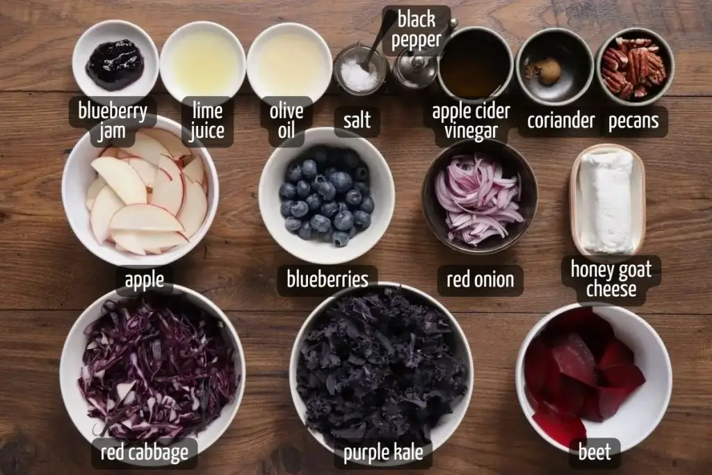 Ingredients for Purple Kale Salad