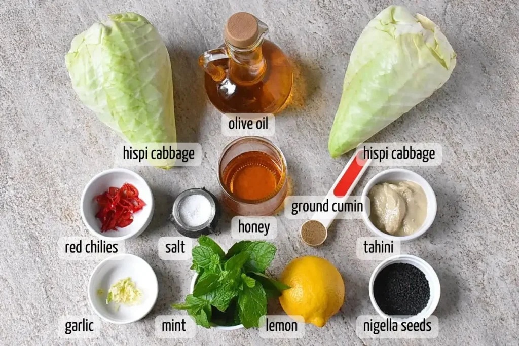 Ingredients for Roasted Hispi Cabbage with Garlic Tahini Sauce
