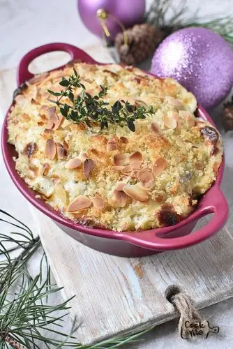 Vegan Cauliflower, Leek and Cheese Gratin