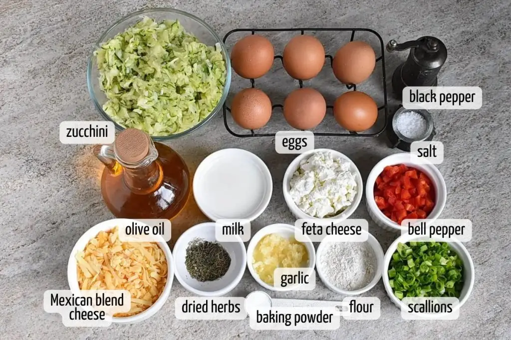 Ingredients for Zucchini Egg Bake