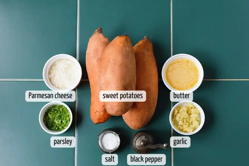 Ingredients for Crispy Smashed Sweet Potatoes: Sweet, Savory, and Simple
