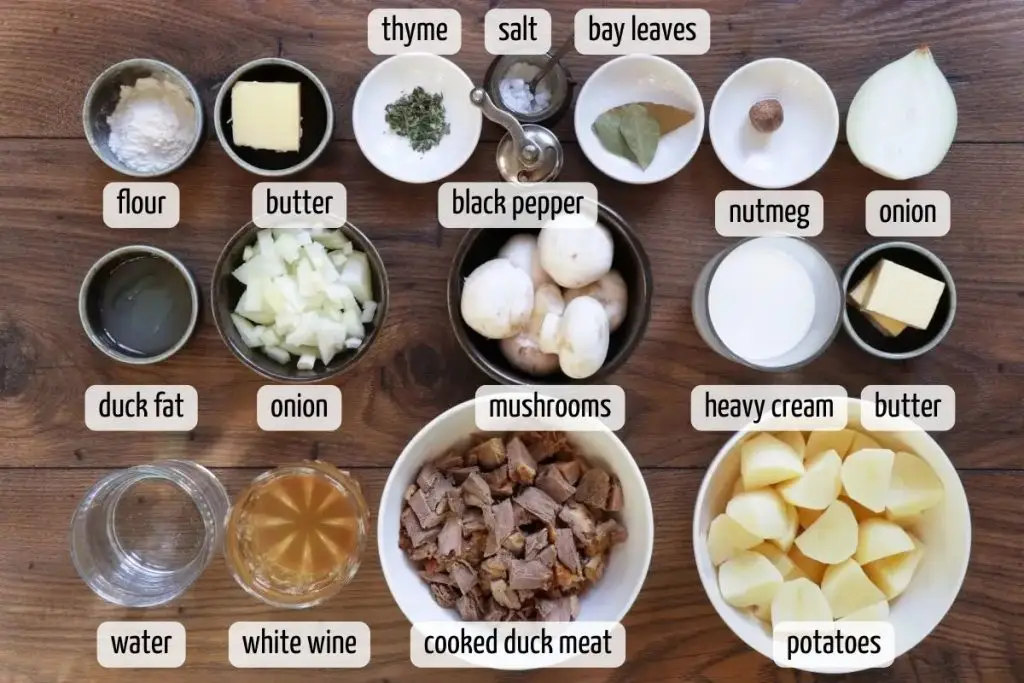 Ingredients for Leftover Duck Ideas: Easy Parmentier de Canard Recipe
