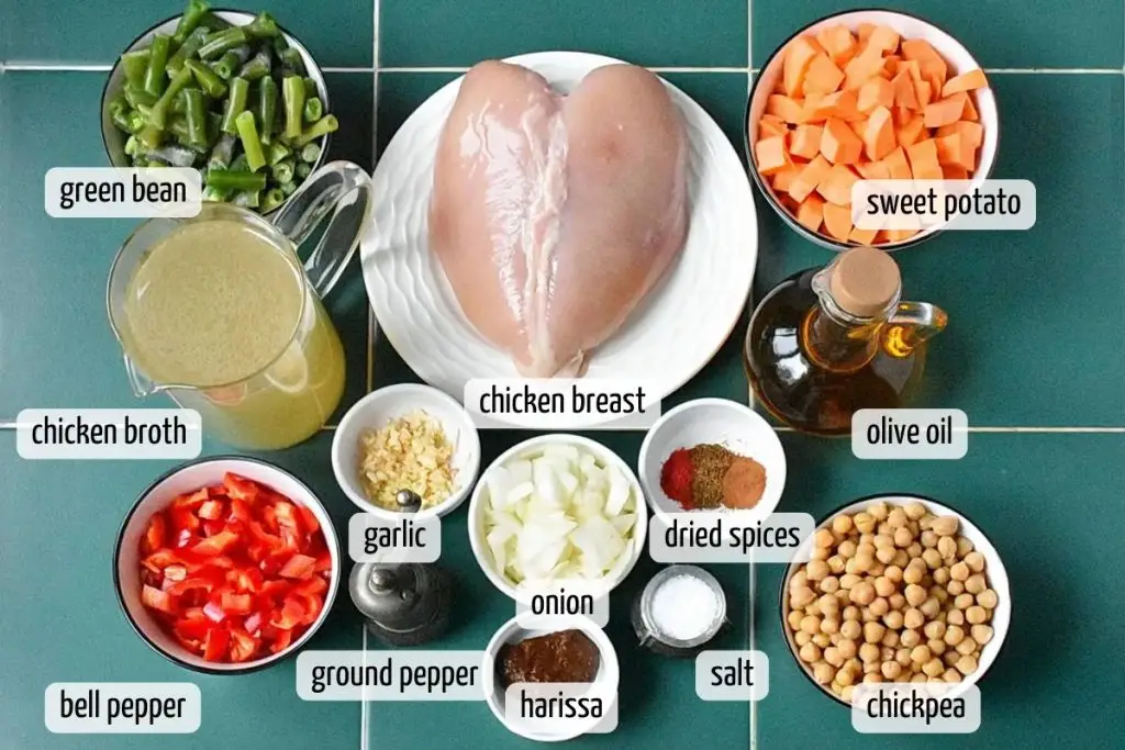 Ingredients for Moroccan Chicken Soup with Chickpeas and Sweet Potatoes