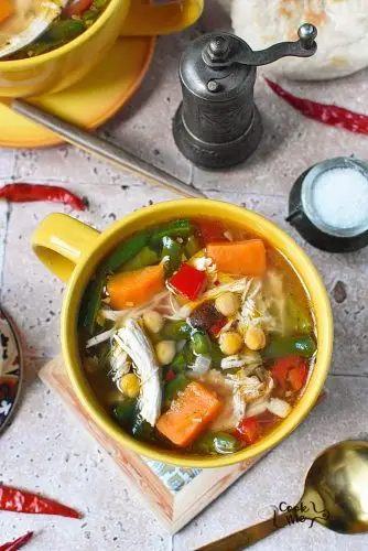Moroccan Chicken Soup with Chickpeas and Sweet Potatoes