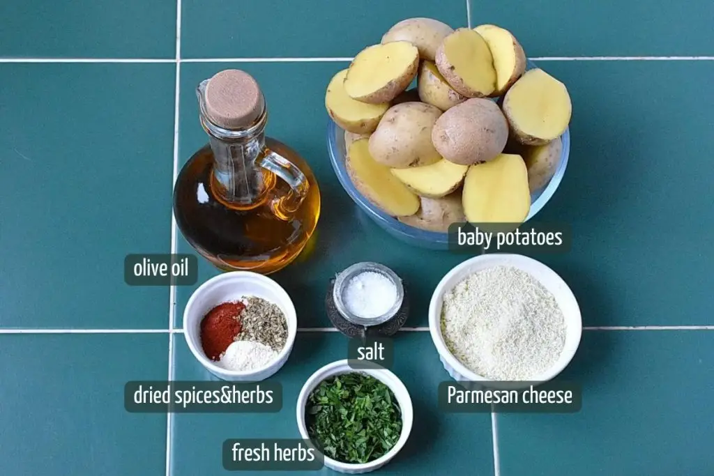 Ingredients for Parmesan Roasted Baby Potatoes