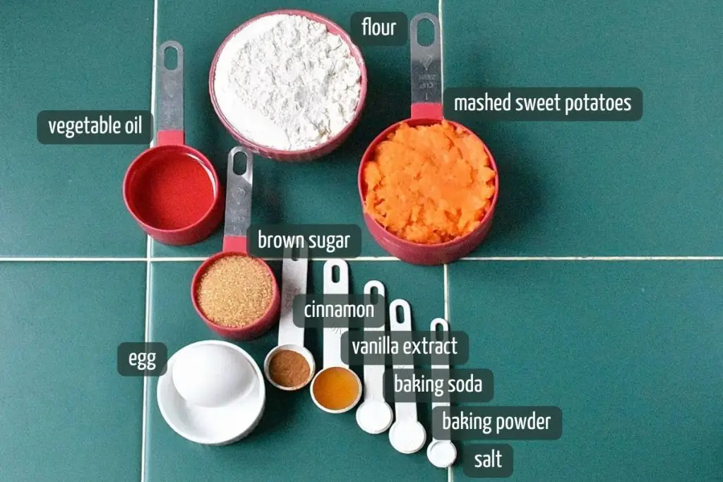 Ingredients for Sweet Potato Muffins with Leftover Mashed Sweet Potatoes