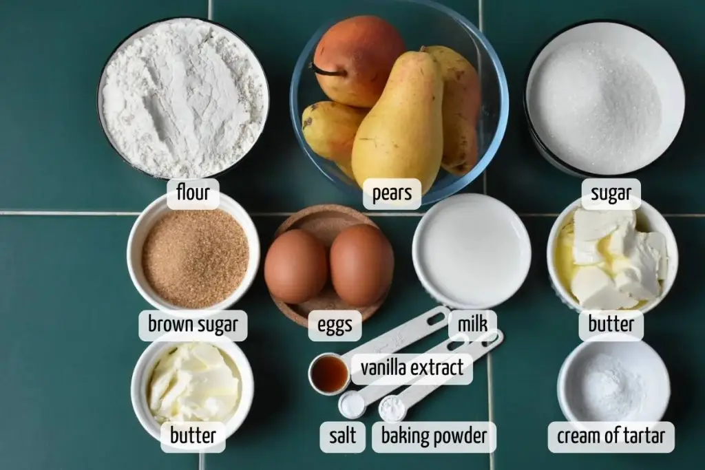 Ingredients for Upside Down Pear Cake: A Simple Recipe Using Fresh Pears