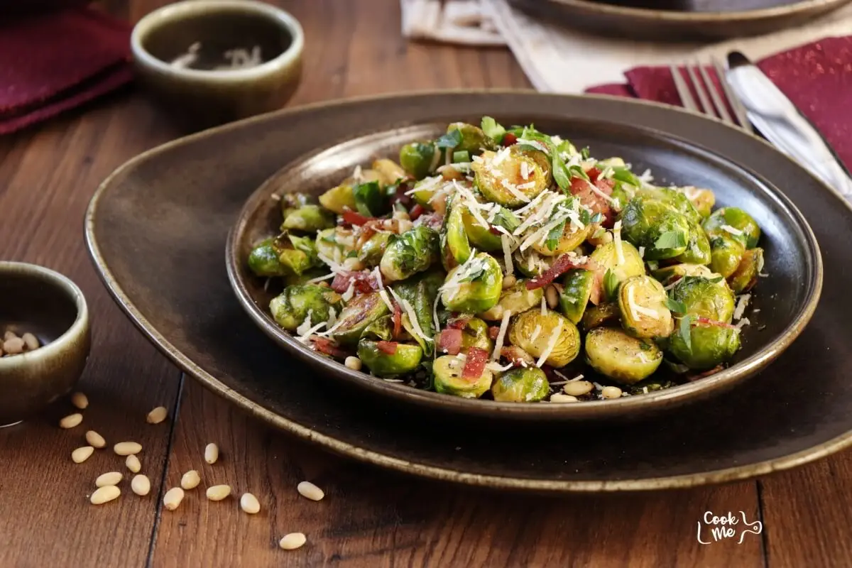 Pan Fried Brussels Sprouts with Turkey Bacon
