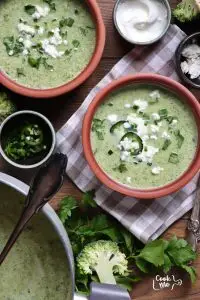 Broccoli Soup with Feta Cheese & White Beans