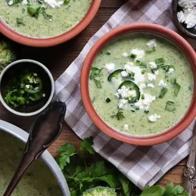 Broccoli Soup with Feta Cheese & White Beans