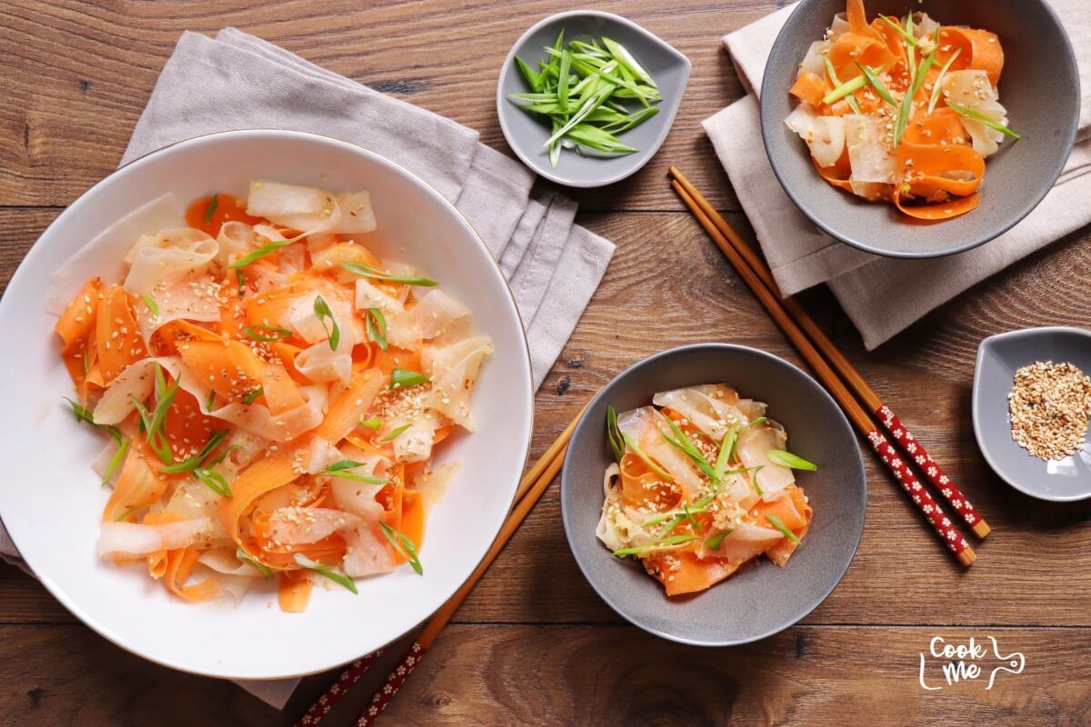 Daikon Carrot Salad with Sesame Ginger Dressing