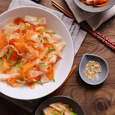 Daikon Carrot Salad with Sesame Ginger Dressing