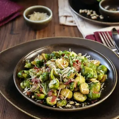 Pan Fried Brussels Sprouts with Turkey Bacon