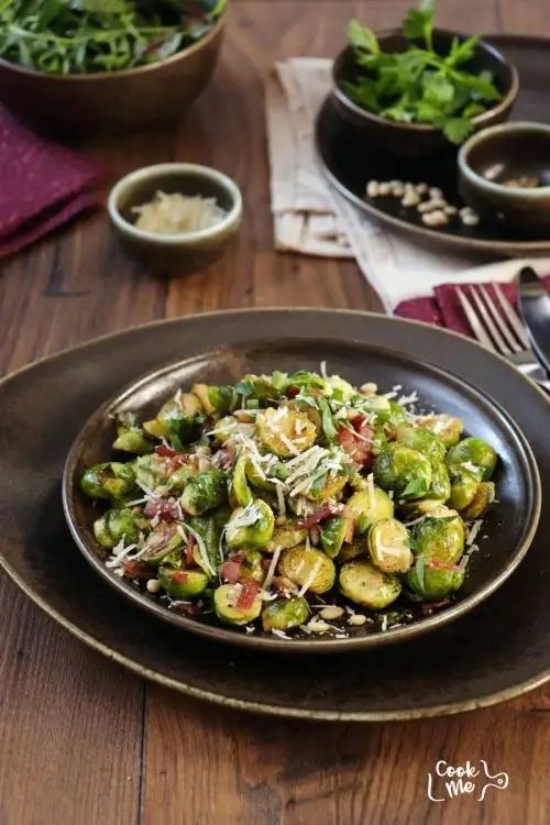 Pan Fried Brussels Sprouts with Turkey Bacon