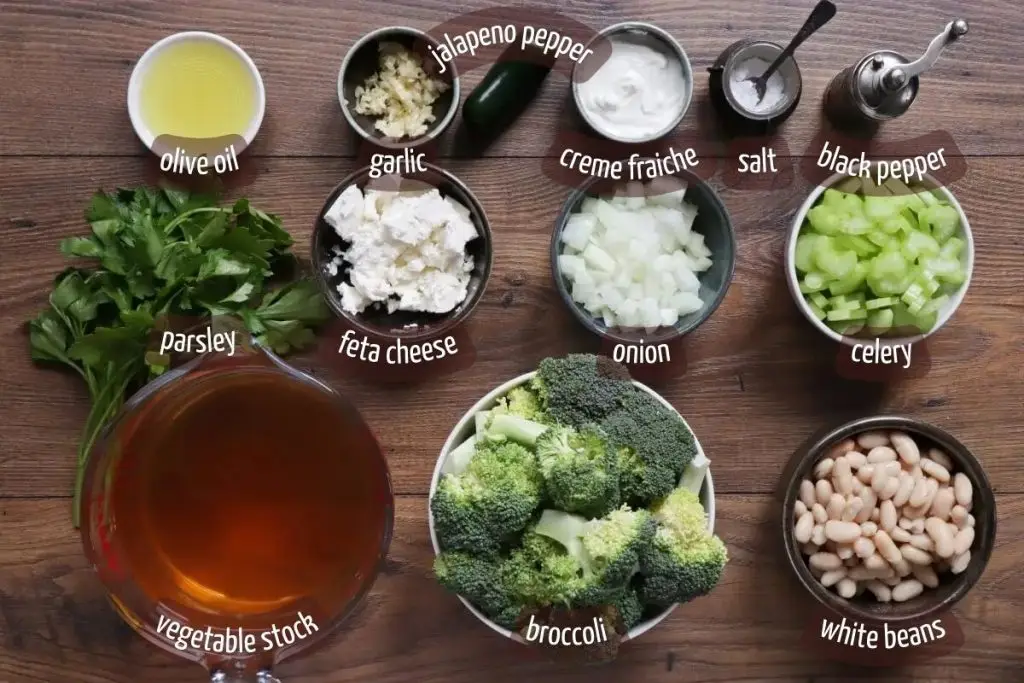 Ingredients for Broccoli Soup with Feta Cheese & White Beans