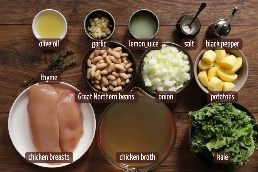 Ingredients for Delicious & Nourishing Chicken and Kale Soup