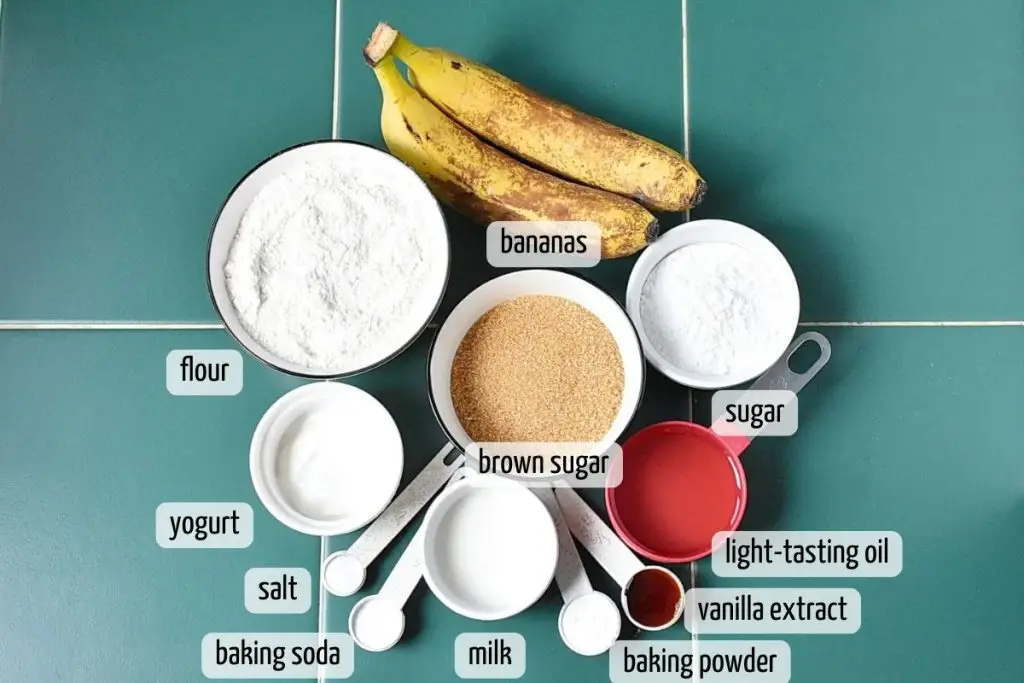 Ingredients for Easy & Delicious Egg-Free Banana Muffins