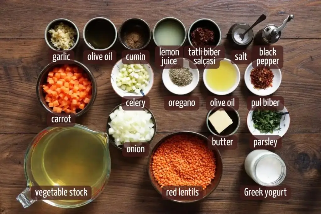 Ingredients for Mercimek Çorbası – A Traditional Turkish Lentil Soup