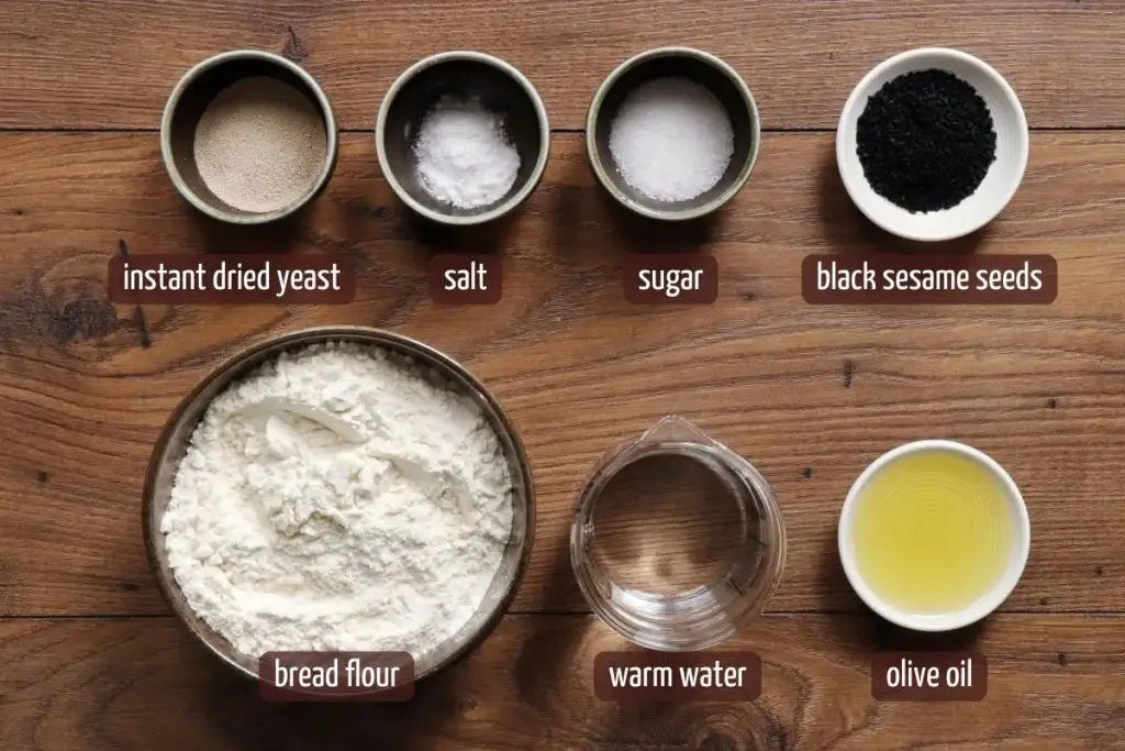 Ingredients for No-Knead Turkish Pide Bread