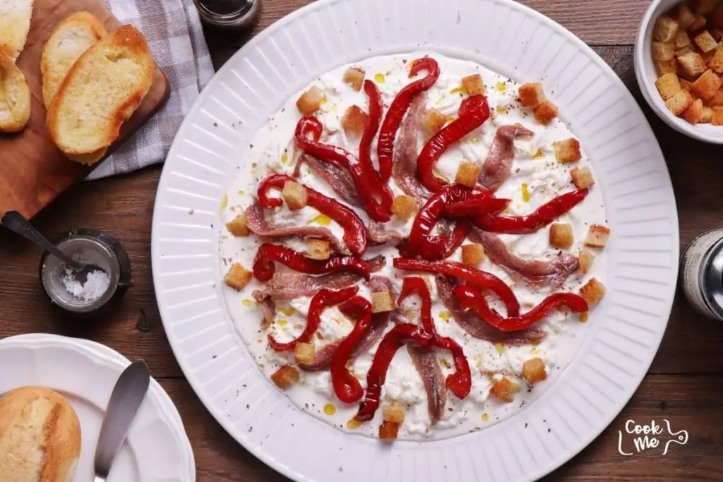Stracciatella with Anchovies & Balsamic Peppers