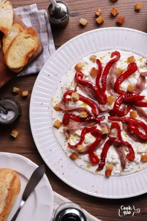 Stracciatella with Anchovies & Balsamic Peppers