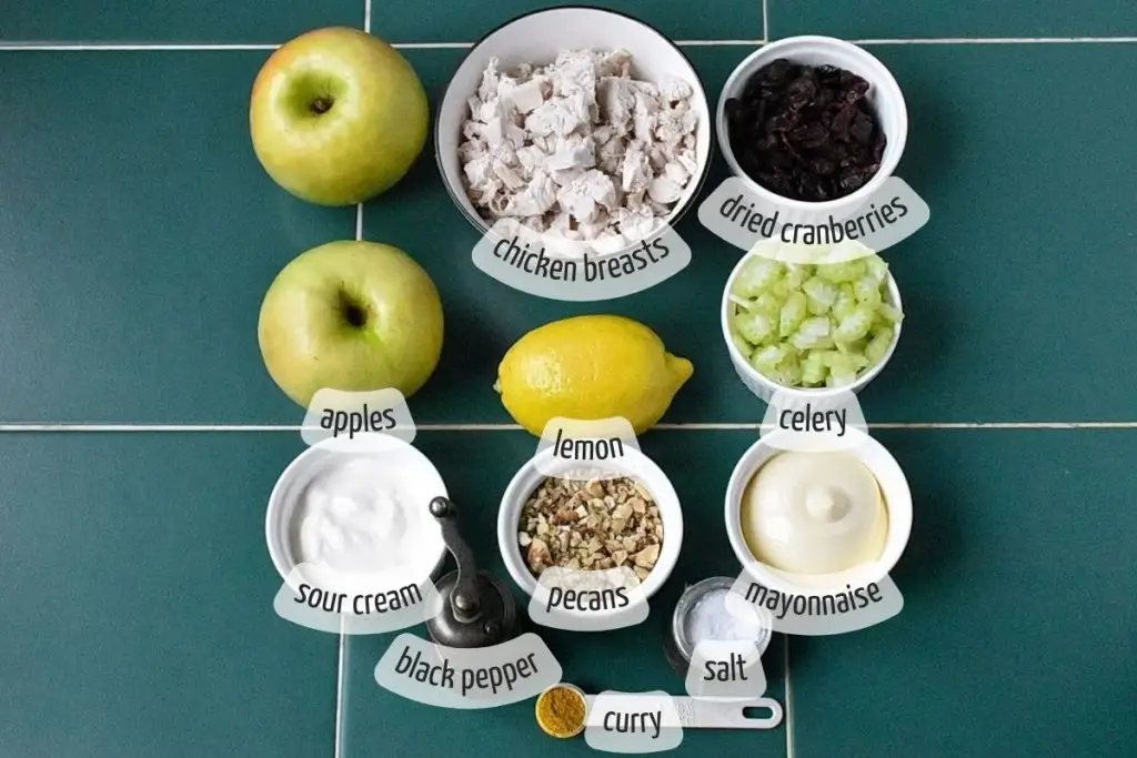 Ingredients for Apple Chicken Cranberry Salad