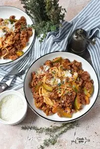 Beef Ragù Spaghetti with Zucchini