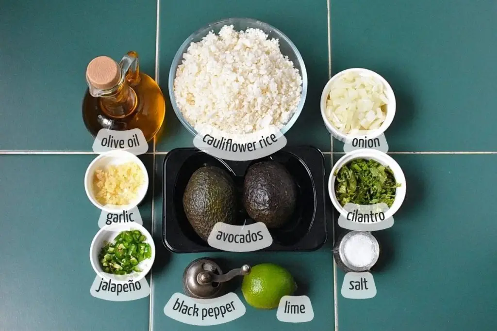 Ingredients for Fresh & Healthy Avocado Cauliflower Rice