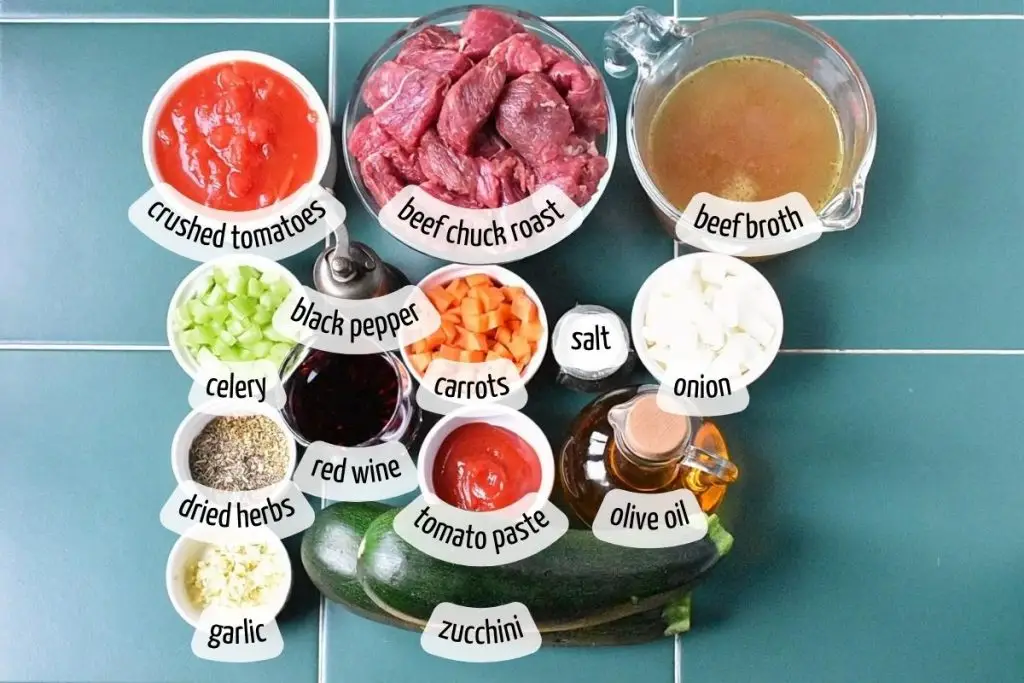 Ingredients for Keto Beef Ragu and Zucchini Noodles
