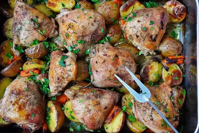 How to serve One-Pan Garlic Roasted Chicken and Potatoes Recipe