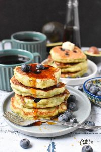 Pancakes with Avocado and Blueberries