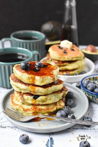 Pancakes with Avocado and Blueberries