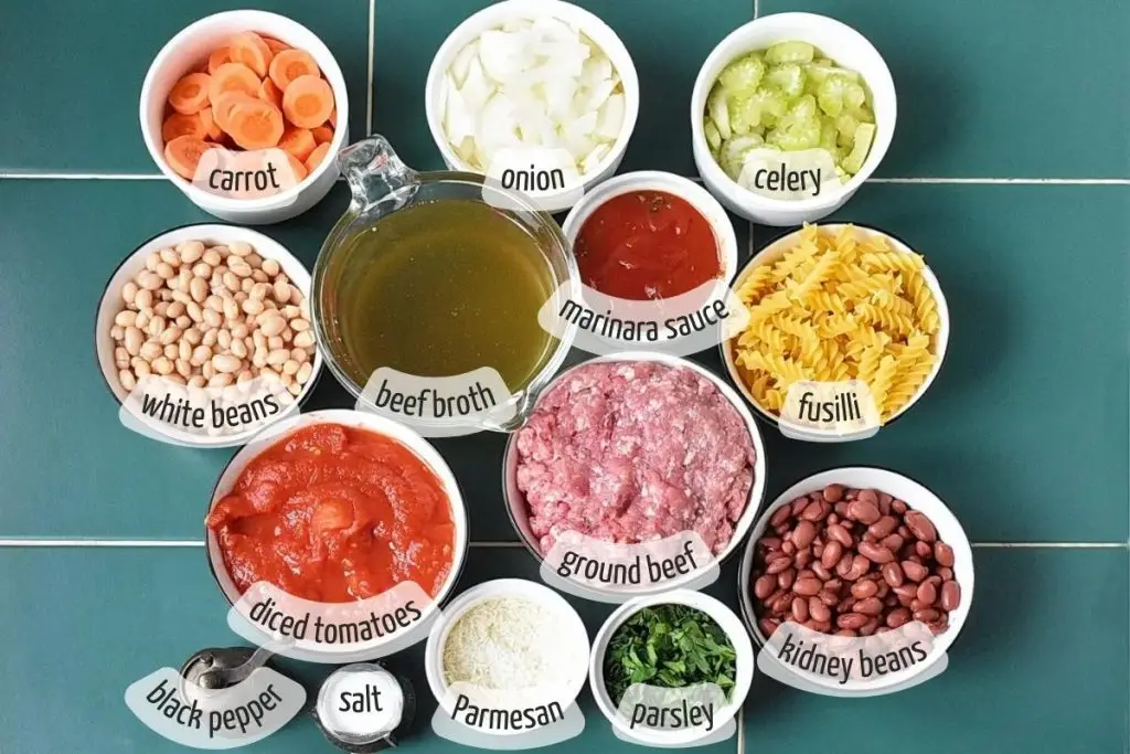 Ingredients for Pasta Fagioli Recipe in the Slow Cooker