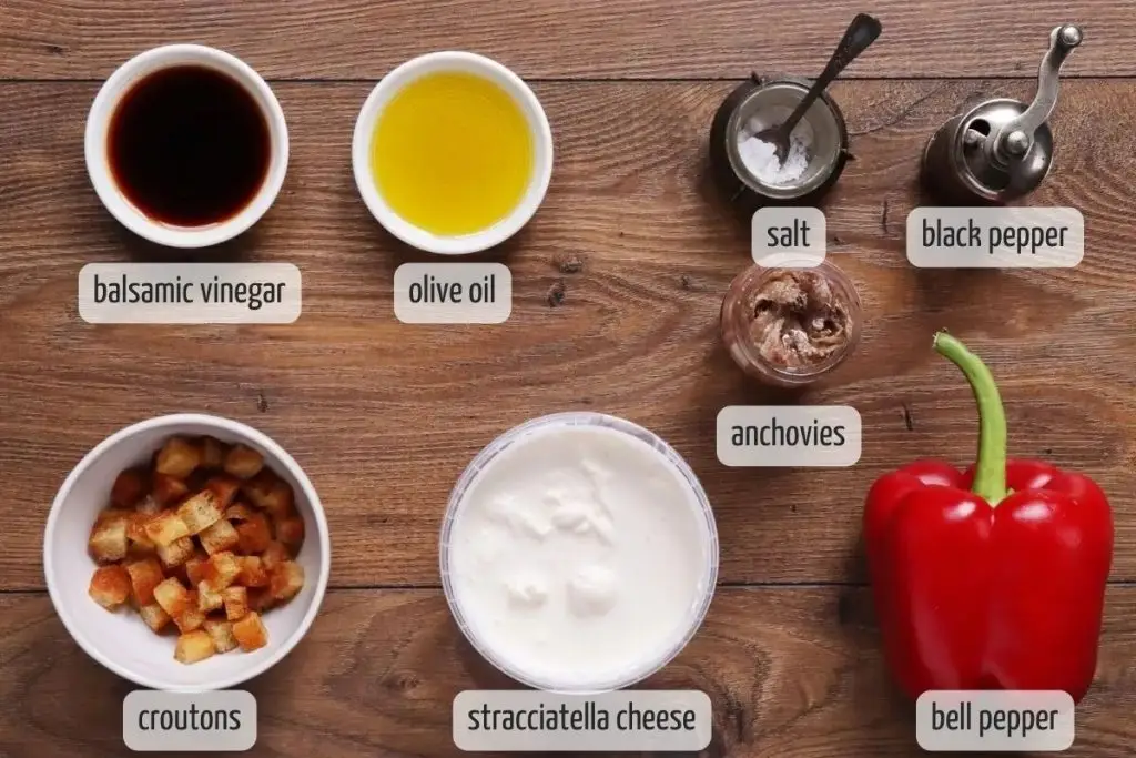 Ingredients for Stracciatella with Anchovies & Balsamic Peppers