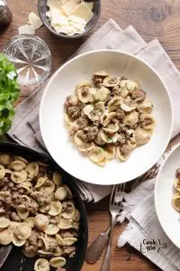 Veal & Orecchiette with Capers and White Wine
