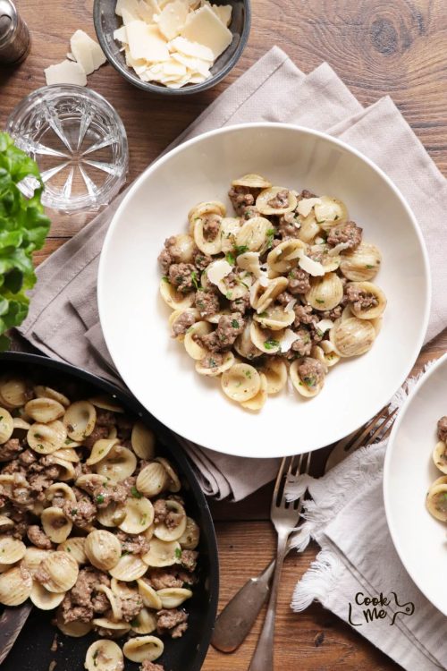 Veal & Orecchiette with Capers and White Wine