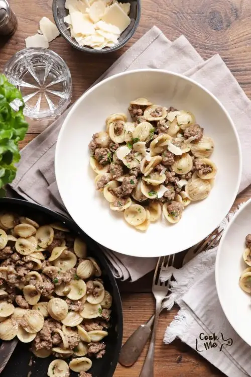 Veal & Orecchiette with Capers and White Wine