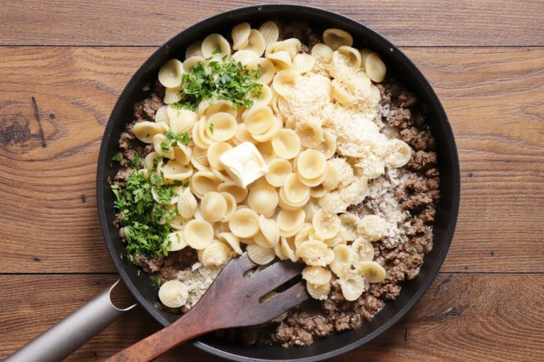Step 6 - Veal & Orecchiette with Capers and White Wine