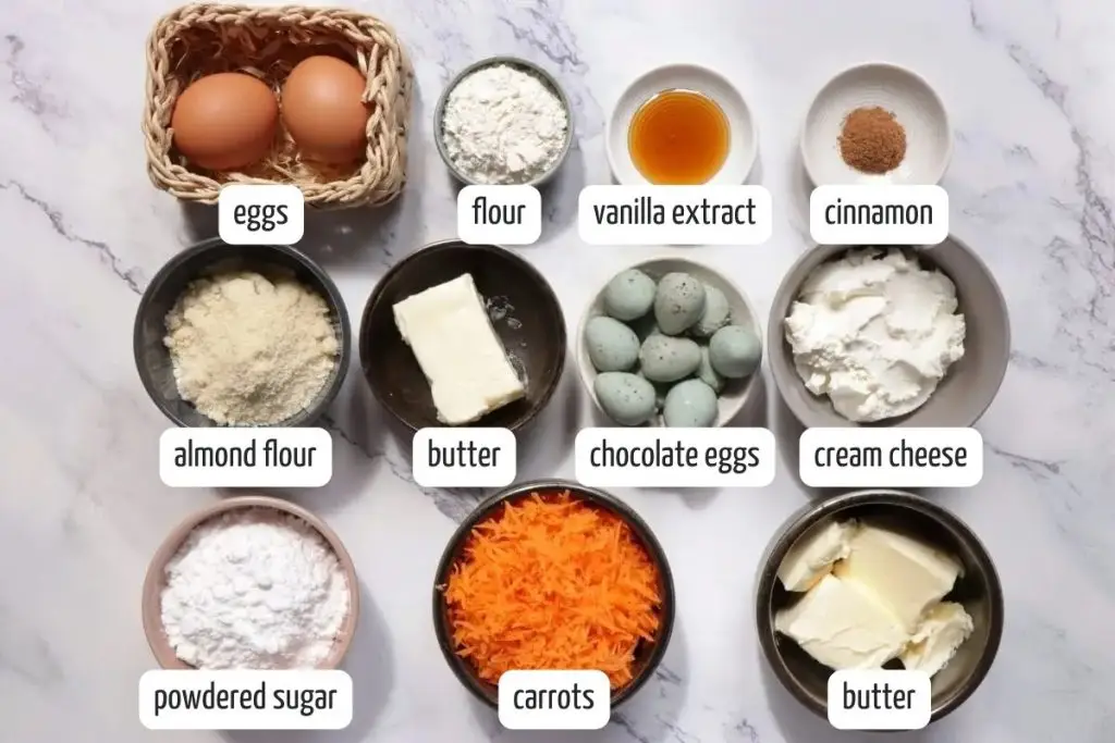 Ingredients for Easter Carrot Cakes