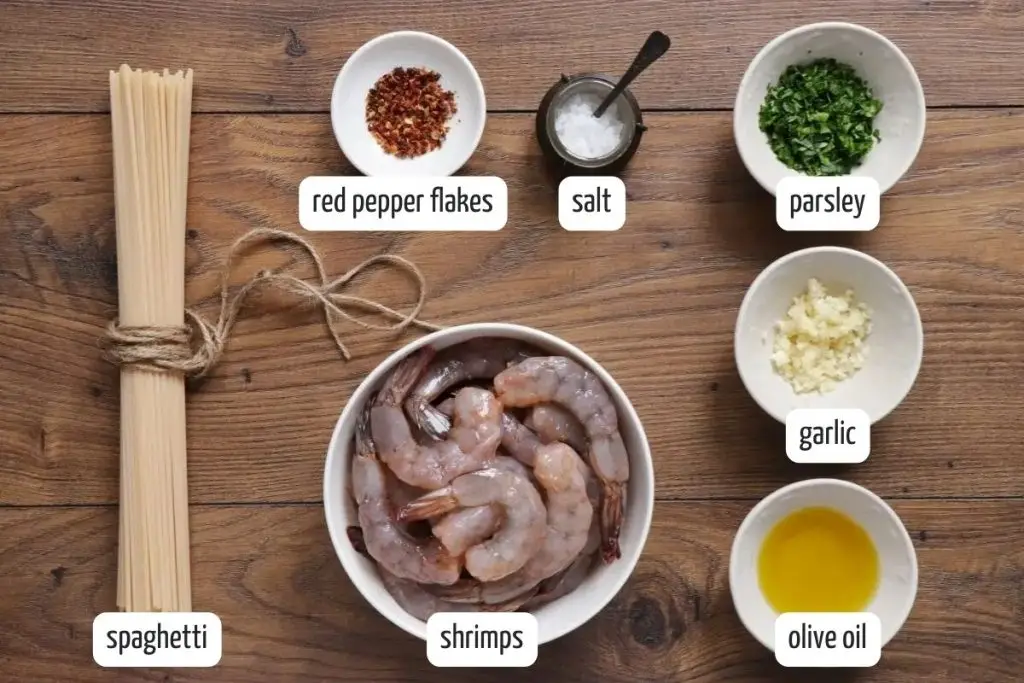 Ingredients for Italian Shrimp Pasta Recipe | Easy & Quick