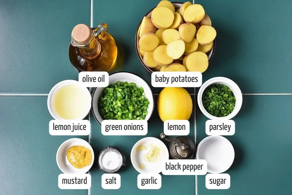 Ingredients for Lemon Potato Salad No Mayo