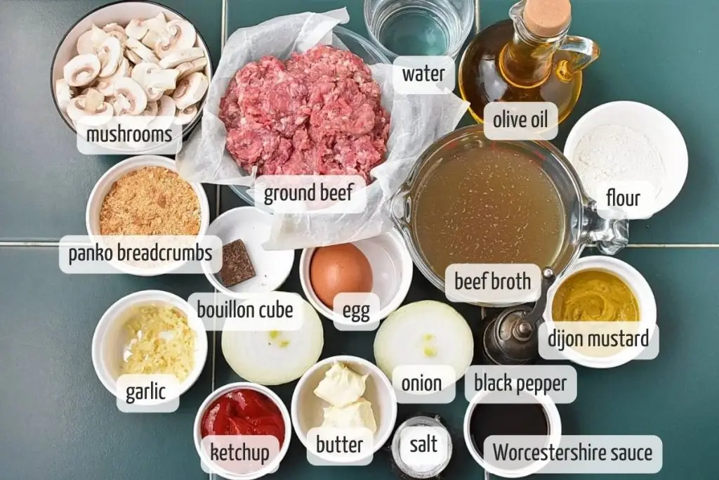 Ingredients for Salisbury Steak with Savory Mushroom Gravy