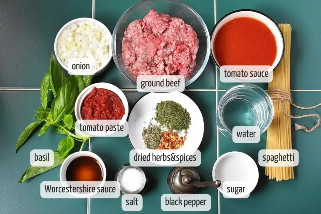 Ingredients for Spaghetti Sauce Recipe