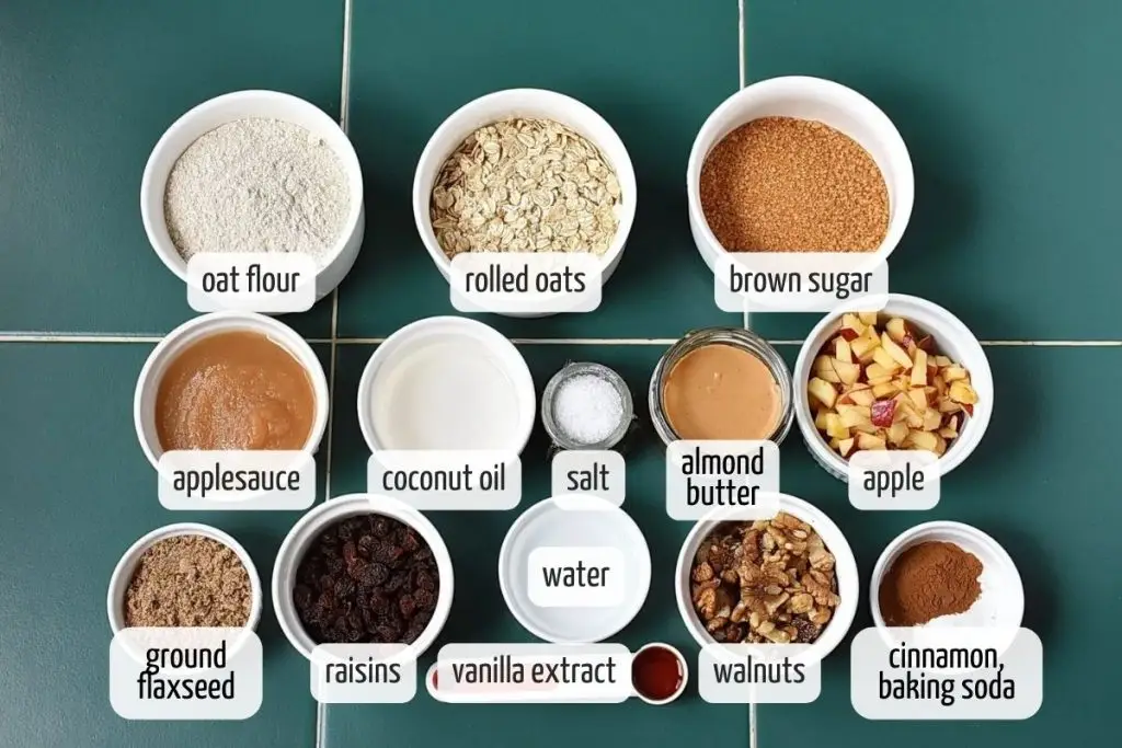 Ingredients for Vegan Oatmeal Apple Cookies