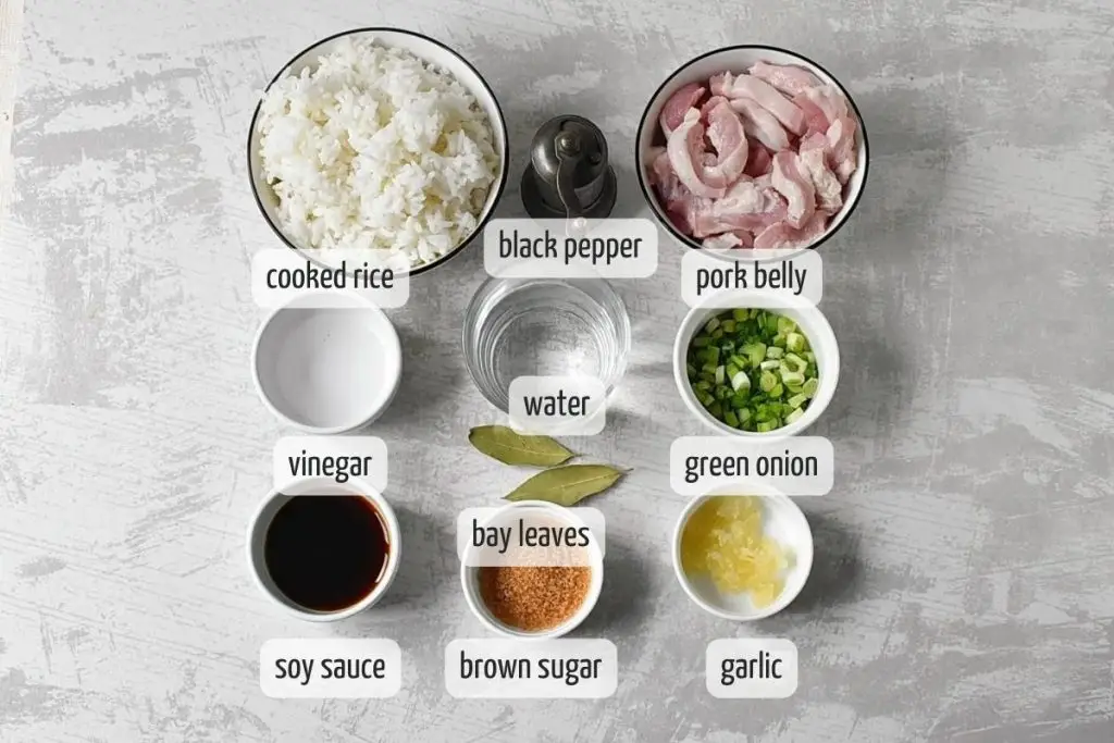 Ingredients for Filipino Adobo Fried Rice