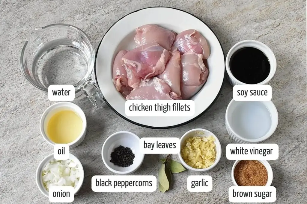 Ingredients for Filipino Chicken Adobo Recipe