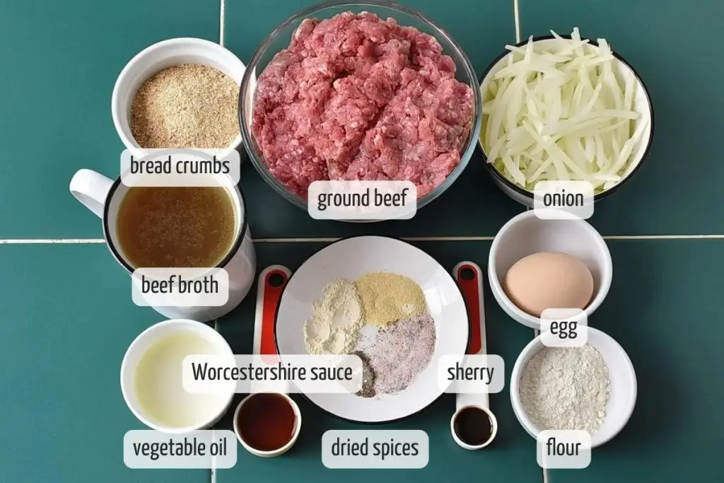 Ingredients for Hamburger Steak with Onions and Gravy