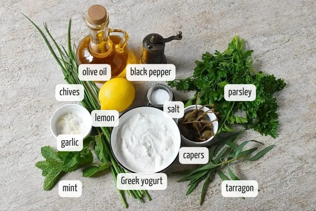 Ingredients for Healthy Green Goddess Dressing