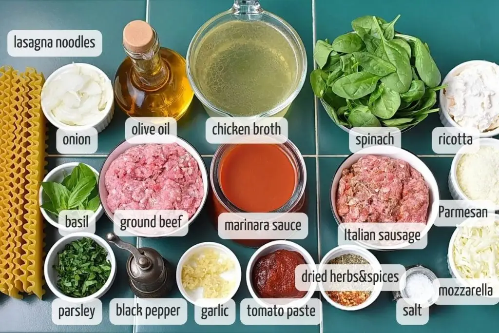 Ingredients for Lasagna Soup Recipe